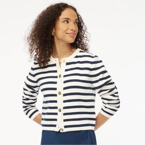 J. Crew Navy Stripe Lady Jacket Cardigan Sweater Size Small